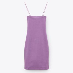 Zara Knit Purple Mini Ribbed Dress Size Large